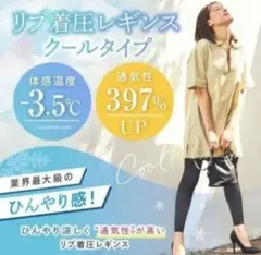 ベルシリーズ リブ 着圧レギンス XXL クールタイプ 接触冷感 ネイビー 新品のサムネイル