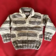 カナダ製　ビンテージハンドメイドニット　WOOL 100% ポケット着き
