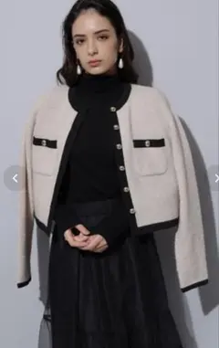 新品未使用タグ付アルページュストーリー 配色ラメニット ジャケット