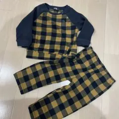 キッズ フリース上下セット セットアップ チェック柄