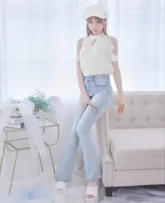 ミシェルマカロン -5kg美脚デニムビジューリボン - メルカリ