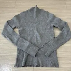 GRLリブ編みハイネックセーター グレー M