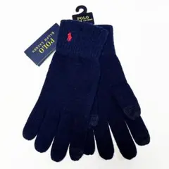 ■ポロラルフローレン ポニー刺繍入りニット手袋/グラブ・ネイビー新品■
