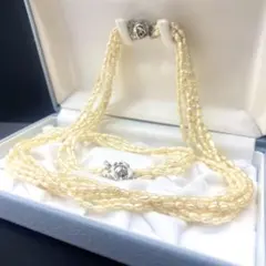 美品✨さくら珊瑚 2連 丸玉 グラデーション ネックレス シルバー刻印 