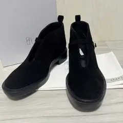 未使用級　ETRETOKYO 23.5cm スウェードレザー アンクルブーツ 黒