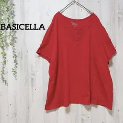 BASICELLA Tシャツ 赤 花柄刺繍