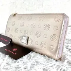 新品未使用】クレイサス 長財布 ベージュゴールド カメリア ビジュー 