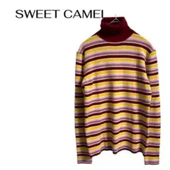 SWEET CAMEL タートルネックニット ボーダー　個性的派手色