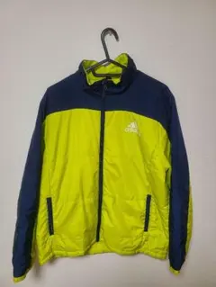 adidas 中綿コート ネオンイエロー/ネイビー