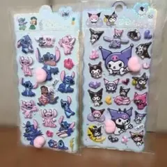 スティッチ、クロミちゃんのおしりシール、ぷくぷくシール、ぷにぷにシール2枚セット