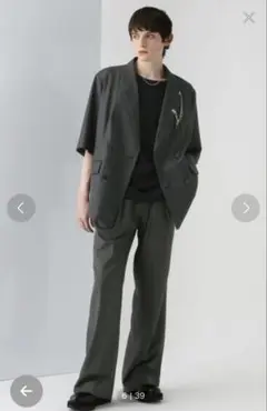 HARE メランジダブルジャケットSS＋2タックストレートトラウザー　セット