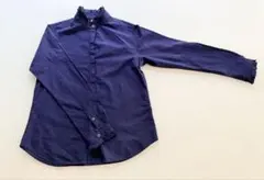 UNIQLO ユニクロ イネス 長袖コットンフリルシャツ ネイビー