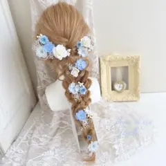 【半量】やわらかな気品 ブルー ✧ 水色 × ホワイト 髪飾り ｜ 成人式 白