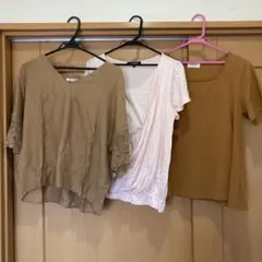 半袖カットソー3点　ロートレアモン　ピンクカシュクール　ブラウン2点　袖口レースのサムネイル