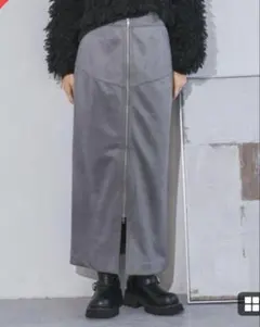 美品【M】JEANASIS ヌバックライクZIPナロースカート