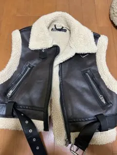 ZARA レザーシェルパベスト Mサイズ