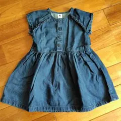 【プチバトー】オーガニックコットン　 デニムワンピース　24M 86cm