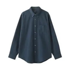 無印良品 洗いざらしオックスボタンダウン長袖シャツ ネイビー Lサイズ