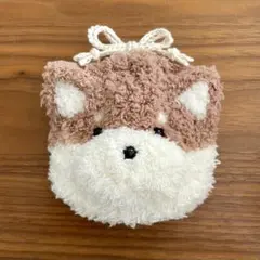 柴犬巾着　かぎ針編み　ハンドメイド　ポーチ　小さめサイズ