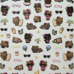 ネイルシール 5D3D立体 日焼けキティちゃん ガングロ 平成 キャラクター