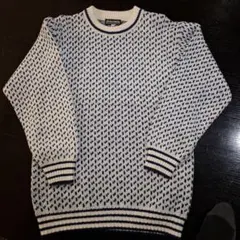 ロロピアーナ×藤原ヒロシ ニット セーター シルク混合 Mサイズ 白/黒
