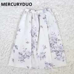 マーキュリーデュオ ひざ丈スカート 花柄 F ホワイト フェミニン 上品のサムネイル
