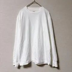 ユニクロ 無地 クルーネック 長袖 サイドスリット XS 白 綿 エアリズム