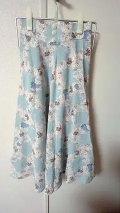 【美品】フィント 小花柄サスペンダー付きスカート