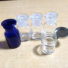 ガラス瓶 4個セット 青色と透明