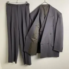 スリーピース　カーキグレー　ダブル　セレモニー　成人式　結婚式　カジュアル　古着