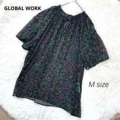 美品 GLOBAL WORK チュニック シースルー 花柄　袖フリル