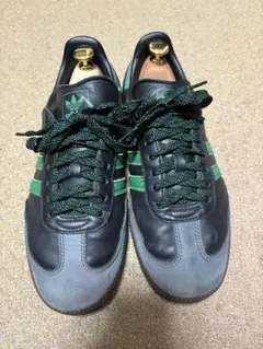 adidas ブラック/グリーン スニーカー　サンバ　27cm レザー
