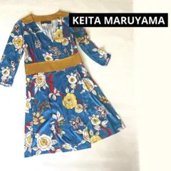 【ケイタマルヤマ】 花鳥柄 カシュクール着物風 ワンピースのサムネイル