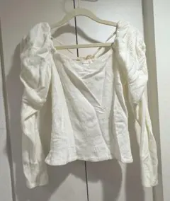 バックリボンパワショルリブトップス