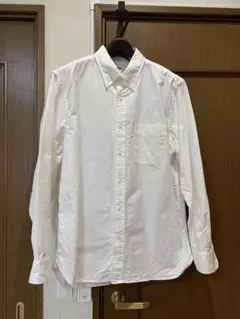 L 美品 ユニクロ オックスフォードシャツ ボタンダウン 白