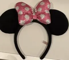 ミニーマウス風カチューシャ（黒・ピンク）