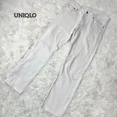１ユニクロ　ストレートデニム　ジーンズ　白　32インチ　シンプル　1693