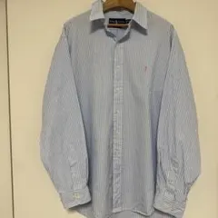 POLO RALPH LAUREN ストライプ 長袖シャツ 青白　XL