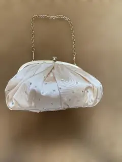 ビーズ付きベージュ結婚式用バッグ