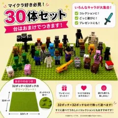 マイクラ好きに♪ ブロックフィギュア30体セット おまけプレート付き