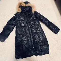 ファー付きフード ロングダウンジャケット M 黒