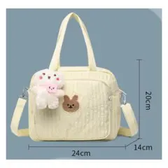 ★ホワイト　マザーズバッグ　おむつポーチ ウサギ トートバッグ　キルティング