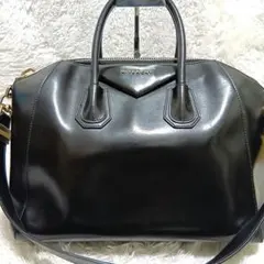 ハンドバッグ　ショルダーバック　2way　ブラック　カーフレザー　A4収納可