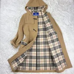 バーバリーロンドン ダッフルコート キャメル  全面ノバチェック ウール バーバリー ダッフルコート ウール キャメル ベージュ｜Yahoo