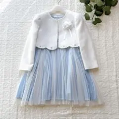 美品✨ デコラピンキーズ フォーマル ワンピース 入学 チュール ブルー 120