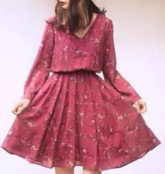 GRL♡ヴィンテージ花柄フレアスリーブワンピース♡グレイル L