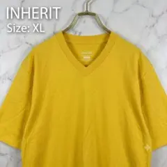 人気 INHERIT ベイクルーズ Vネック Tシャツ マスタード ゆるだぼのサムネイル