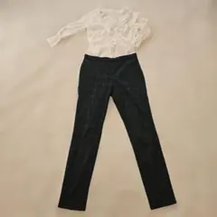 ユニクロ グリーンのチェック柄 とても素敵なレギンスパンツ