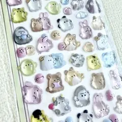 オバケーヌ 動物 アニマル ボンボンドロップシール 立体 うるちゅる