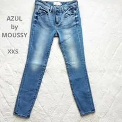 【美品】AZUL BY MOUSSY スキニー XXS ハイウエスト 美脚 青